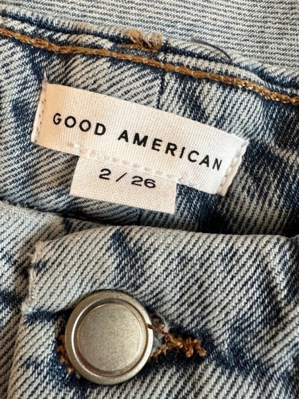 Good American Good Classic Cuffed Jeans High Rise Light Wash 26 - Picture 7 of 7
